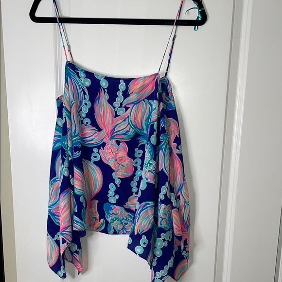 Lilly Pulitzer Blue and Pink Silk Top - Picture 2 of 13